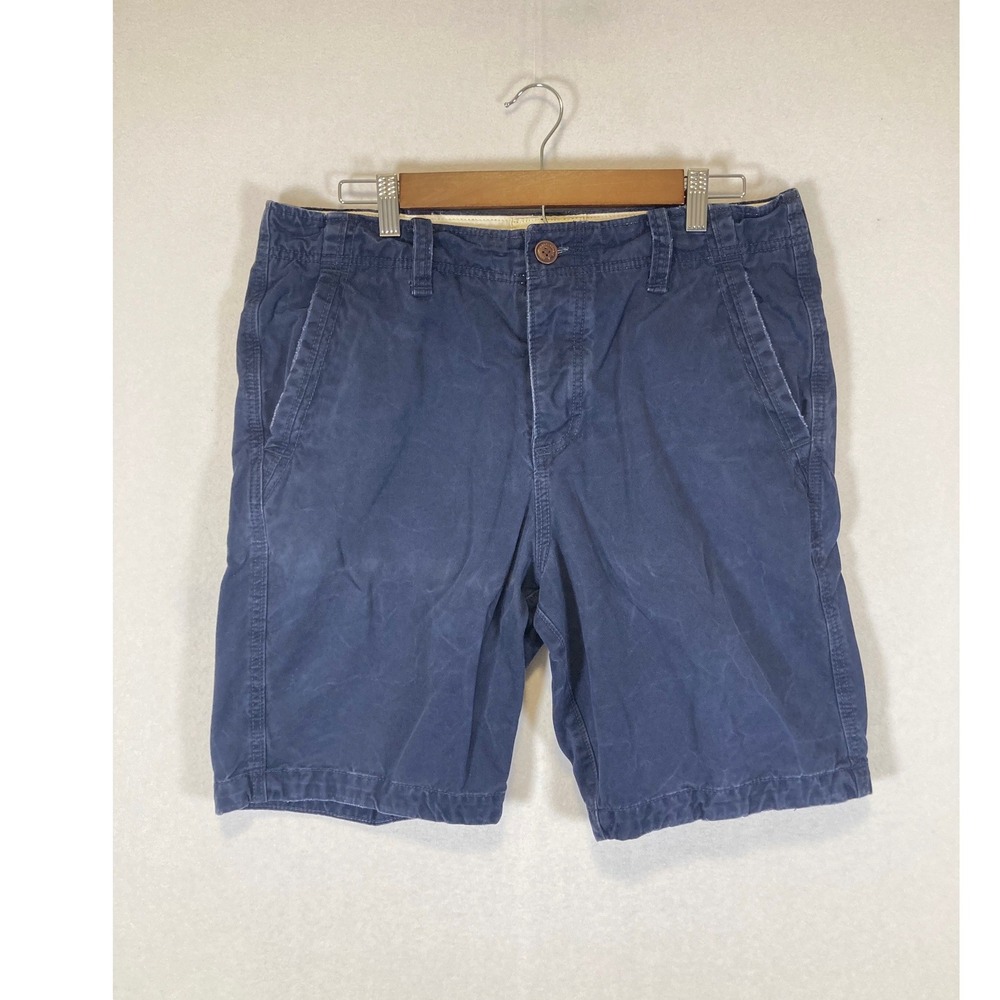 Preppy Abercrombie & Fitch Mens 33 Navy Blue Classic Cotton Chino Shorts 1H7434